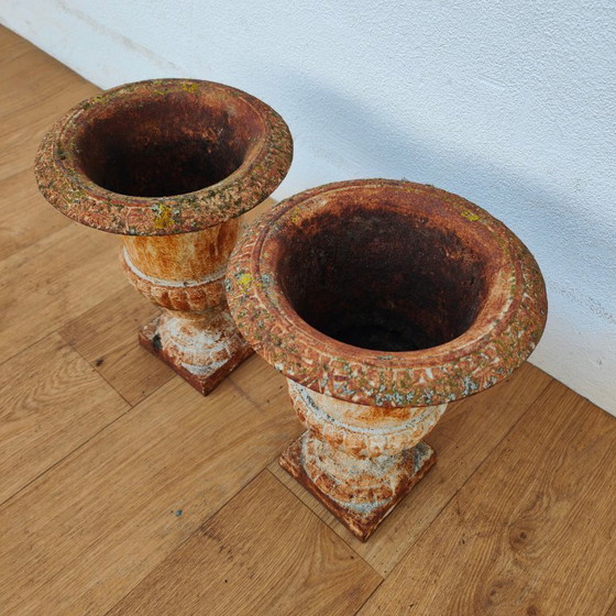 Image 1 of Gietijzeren tuinvazen, plantenbakken bloembakken. Set prijs  