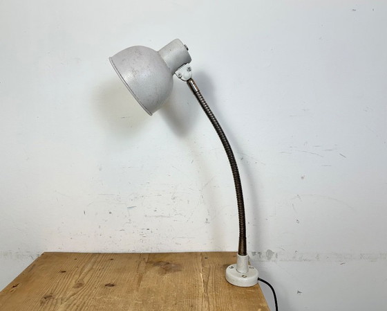 Image 1 of Grey Industrial Workshop Gooseneck Table Lamp, 1960s
