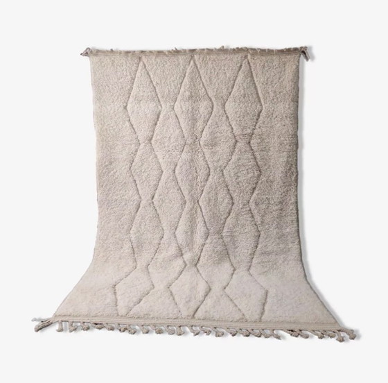 Image 1 of Tappeto autentico Beni Ouarain, ecrù, fatto a mano in morbida lana - 300x200cm