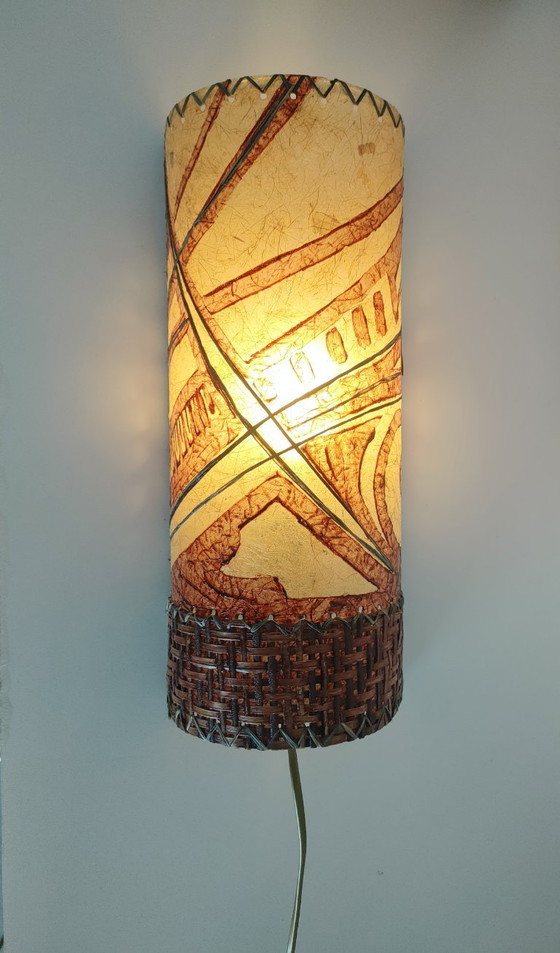 Image 1 of Lampada da parete unica in Washi/Rattan