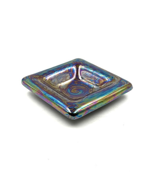 Mid-century modern iridescent ceramic ashtray / vide poche, Paoli Italy 1970s