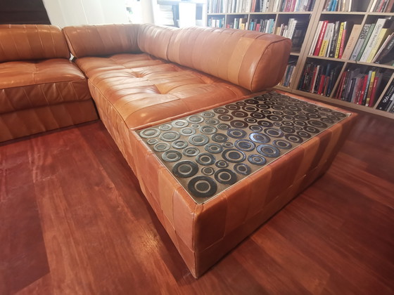 Image 1 of DE SEDE DS 88 modular sofa in cognac patchwork leather