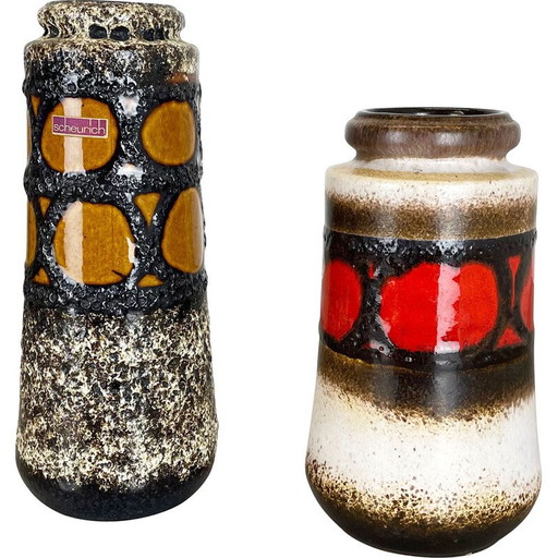 Paire de vases en céramique "Fat Lava" par Scheurich, Allemagne, années 1970