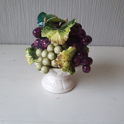 Ceramic Fruit Basket With Grapes