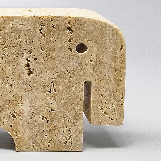 Image 1 of Sculpture originale d'éléphant en travertin des années 1970 par Enzo Mari pour F.lli Mannelli