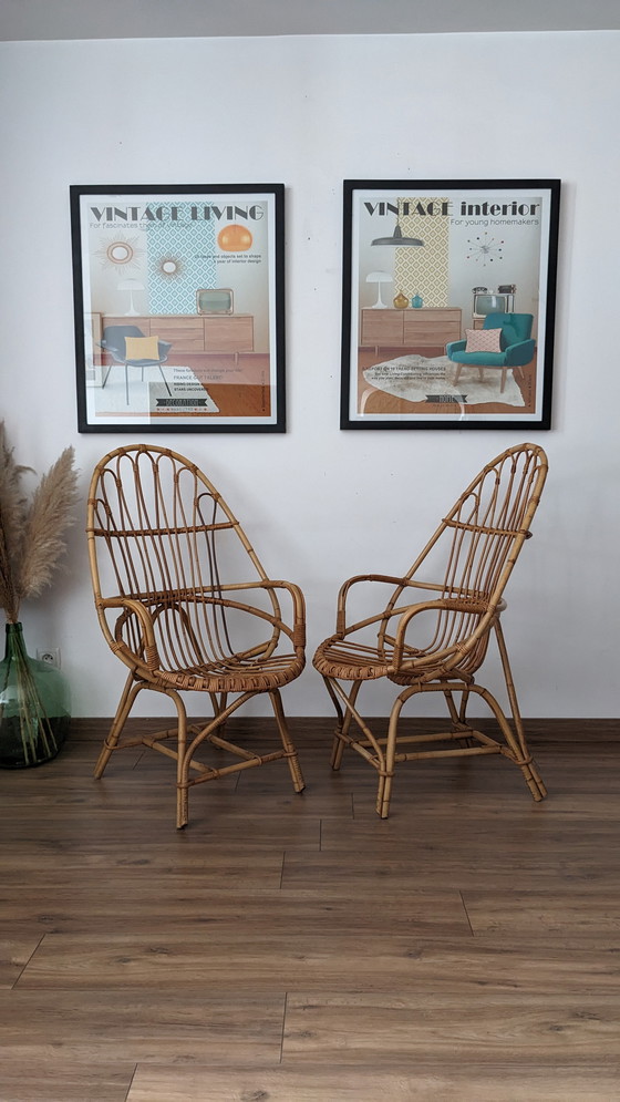 Image 1 of Paar vintage rotan fauteuils