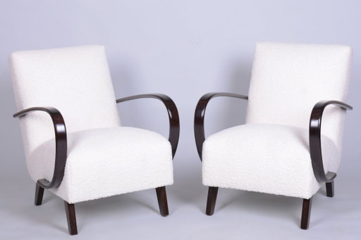 Pair of Restored Art Deco Armchairs, by J. Halabala, UP Závody, Czech, 1940s – fauteuils, Textile, Wood