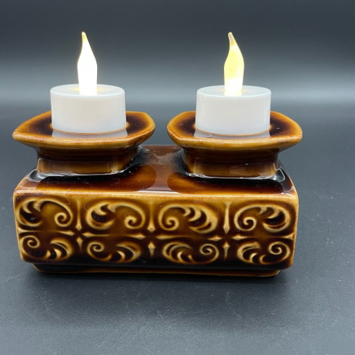 Ditmar Urbach – Vintage keramische kandelaar voor 2 kaarsen – Art Déco – Czechoslovakia