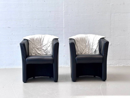 Set van 2 leren cocktailstoelen van Rolf Benz, jaren 80.