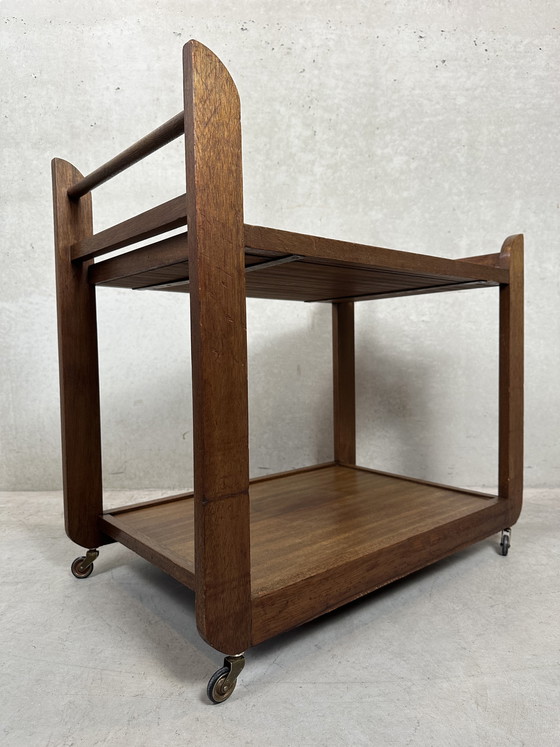 Image 1 of Carrello di servizio Art Déco in rovere e ceramica