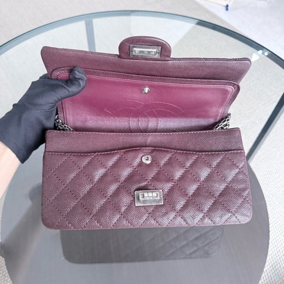 Image 1 of Chanel 2.55 Reissue 225 - 24CM Caviar trapuntato Borgogna Marrone Rutenio Hardware Argento Serie 16