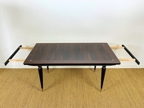 Image 1 of Art Deco eettafel van Macassar ebbenhout, 1940