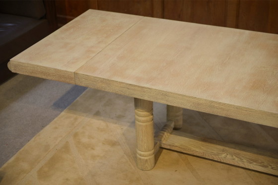 Mesa Art Déco de roble blanqueado al estilo de Jean-Charles Moreux, década de 1940. – Mesas de comedor, Wood (photo 12 of 14)