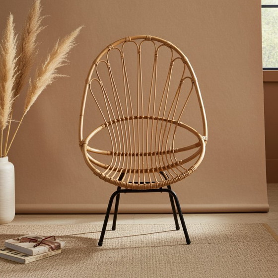Image 1 of Sedia in rattan moderna di metà secolo di Rohé Noordwolde, anni '50