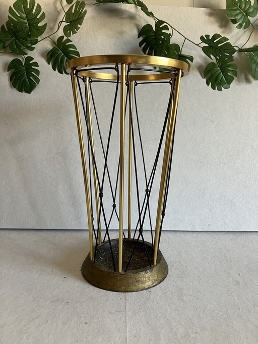 Vintage 60s Mid - Century Modern Mcm Brass Umbrella Stand