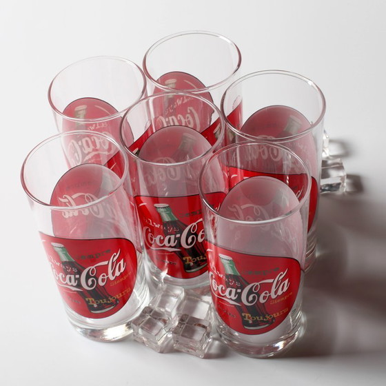 Set van 6 vintage rode Always Coca-Cola drinkglazen / Cerve / Italië / jaren 90 – Glazen & Karaffen, Glass (photo 7 of 14)