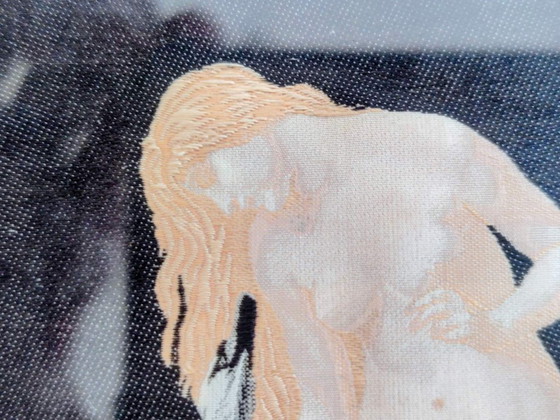 Image 1 of Tableau Stevengraph tissé en pure soie, Thomas Stevens Company. (Leda) Tableau mural en soie