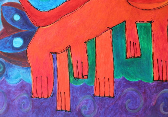 Image 1 of Paul Megens painting from 2005 'Boxing Day Sea Monster'