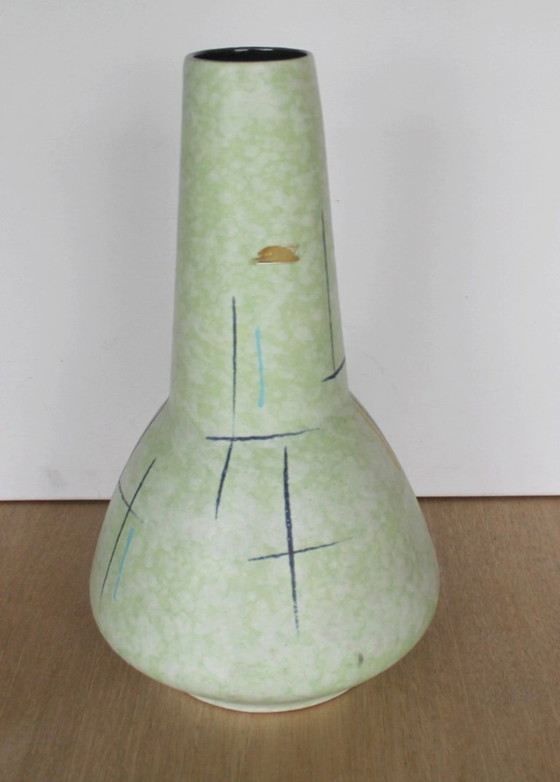 Image 1 of Vaso da terra Scheurich, anni '50, con residui dell'etichetta originale Europ Linie, Germania Ovest, era atomica