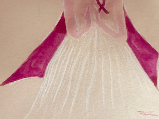 Quadro Firmato Ritratto Femminile Creazione per Ottobre Rosa « Prier » – F. Vauthier, Arte, Paper (photo 9 of 9)