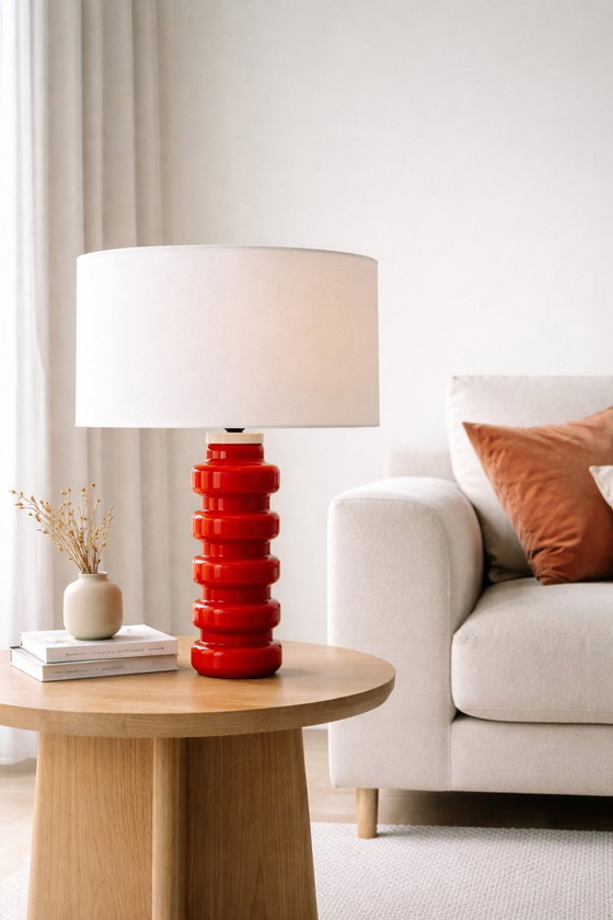 Image 1 of red table lamp by PO Ström for Alsterfors (Sweden)