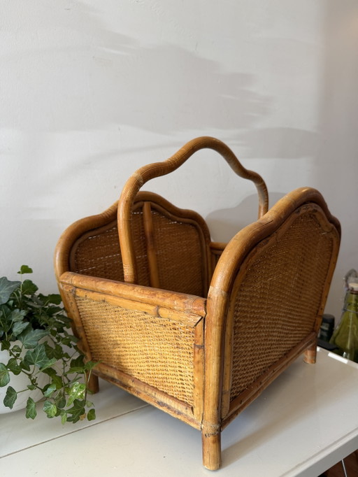 Vintage Rotan Lectuurmand – tijdschriftenrek, Rattan (photo 2 of 5)