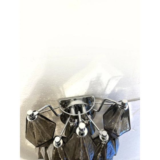 Image 1 of Set of Two “Poliedri” Murano Glass Wall Sconce in Venini Style