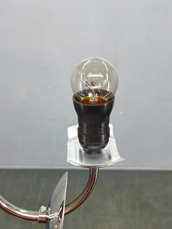 Image 1 of Tsjechische art-deco kroonluchter van chroom en glas, jaren 1930