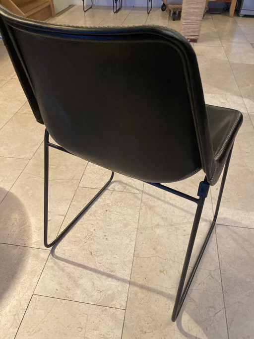 Sol y Luna stoelen zwart leer – eetkamerstoelen, Leather, Metal (photo 2 of 6)