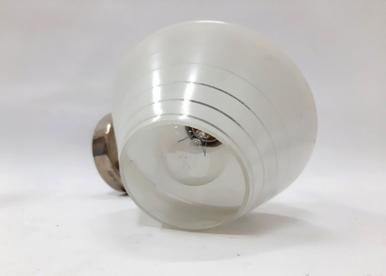 Image 1 of Applique da parete vintage con paralume in vetro