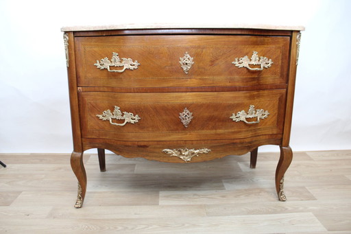 COMMODE SAUTEUSE PLATEAU MARBRE ROSE