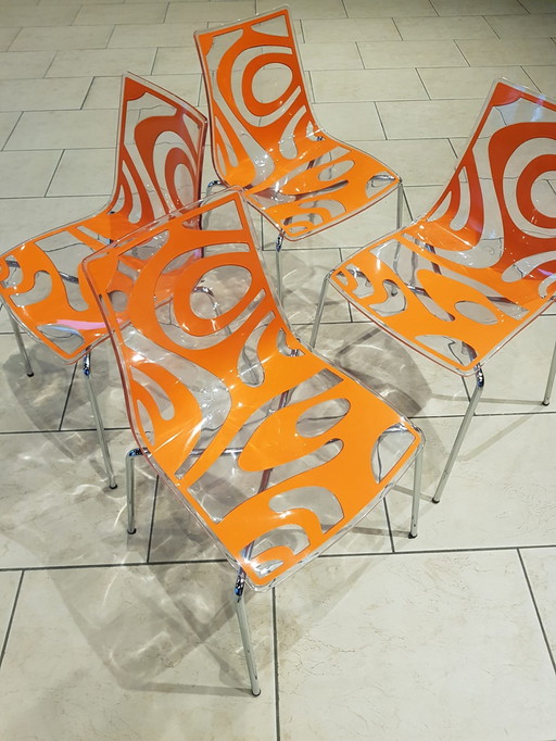 4 x Pedrali Scab Wave Oranje