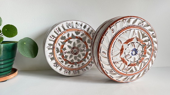 Image 1 of Kunsthandwerkliche Wandleuchte Terrakotta Zentrum Blau