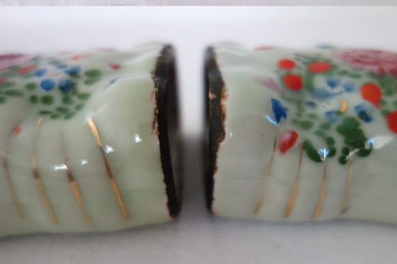 Image 1 of Celadon wall vase from Seto, Japan, late 19th century, set of 2