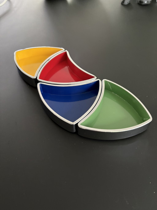 Vintage buntes japanisches Snack-Set aus den 1960er Jahren