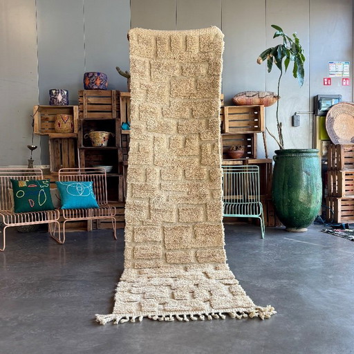 Marokkanischer Beni Ourain Läufer Teppich 80x310 cm, Wohnzimmer Läufer Teppich