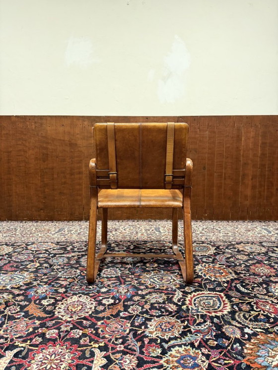 Sedia in Pelle Stile Ralph Lauren con Fibbia - Jacques Adnet – Poltrone, Legno (photo 9 of 13)