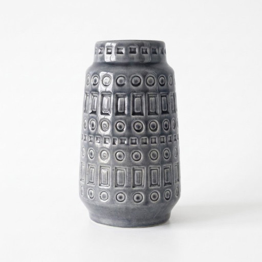 Vaso vintage Scheurich Inka, modello 260/18. Blu-grigio