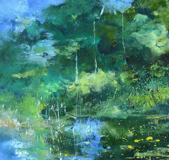 The Pond In My Garden – R. Loaëc, Paintings & Drawings, Canvas (photo 2 of 5)
