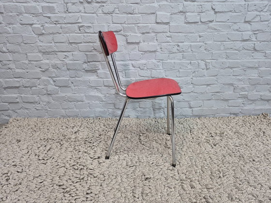 Set di 4 Sedie da Cucina di Design Vintage di Brabantia, Formica Striata Rossa, Paesi Bassi, anni '60 (photo 8 of 8)