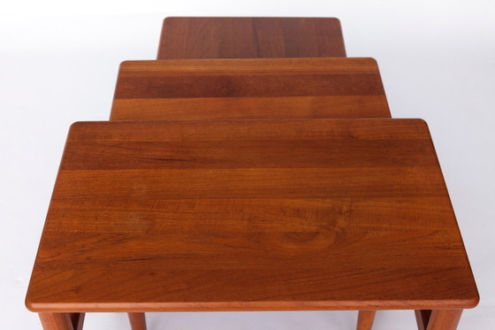 Image 1 of Set of 3 Teak Nesting Tables – 1970s Danish Mid-Century Modern Design, Vintage Side Tables, Scandinavian Teak Furniture