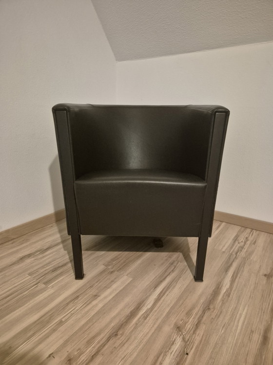 Image 1 of Fauteuil club Moroso Novecento d'Antonio Citterio en cuir semi-aniline noir