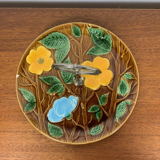 Image 1 of Barbotine Server / Tablett, Sarreguemines, 1950