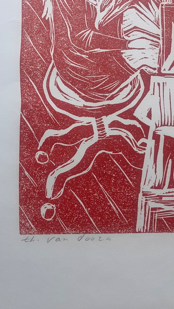 Expressive houtsnede van Thea van Doorn - zonder titel – Litho's & Zeefdrukken, Paper (photo 3 of 5)