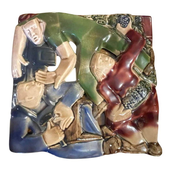 Sculptures en bas-relief de Rene Boschmans pour Coceram, années 1950, Lot de 4 – Ceramic, Art Deco (photo 5 of 20)