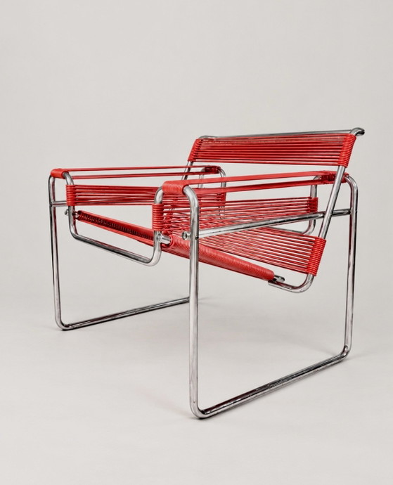 Sedia Wassily Vintage, Cordino Spaghetti Rosso, Italia, Poltrone, Cromo, Altro (foto 4 di 10)