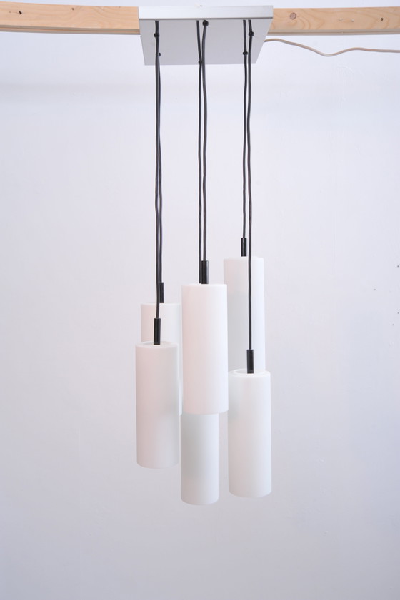 Image 1 of Staf cascadelamp met 6 glazen buizen (jaren 1970)