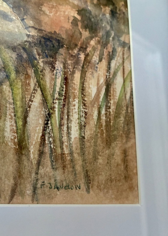 Image 1 of Antique watercolor painting of the Camargue region, Les Saintes-Maries-de-la-Mer