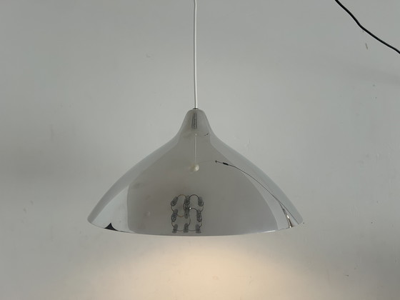 Image 1 of Vintage chrome pendant lamp Lisa Johansson-Pape for Orno