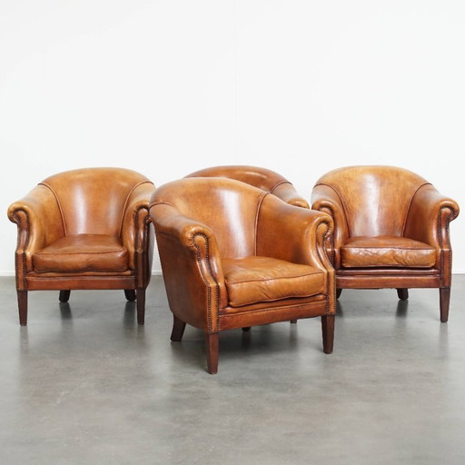 4 x Sheep leather club chairs